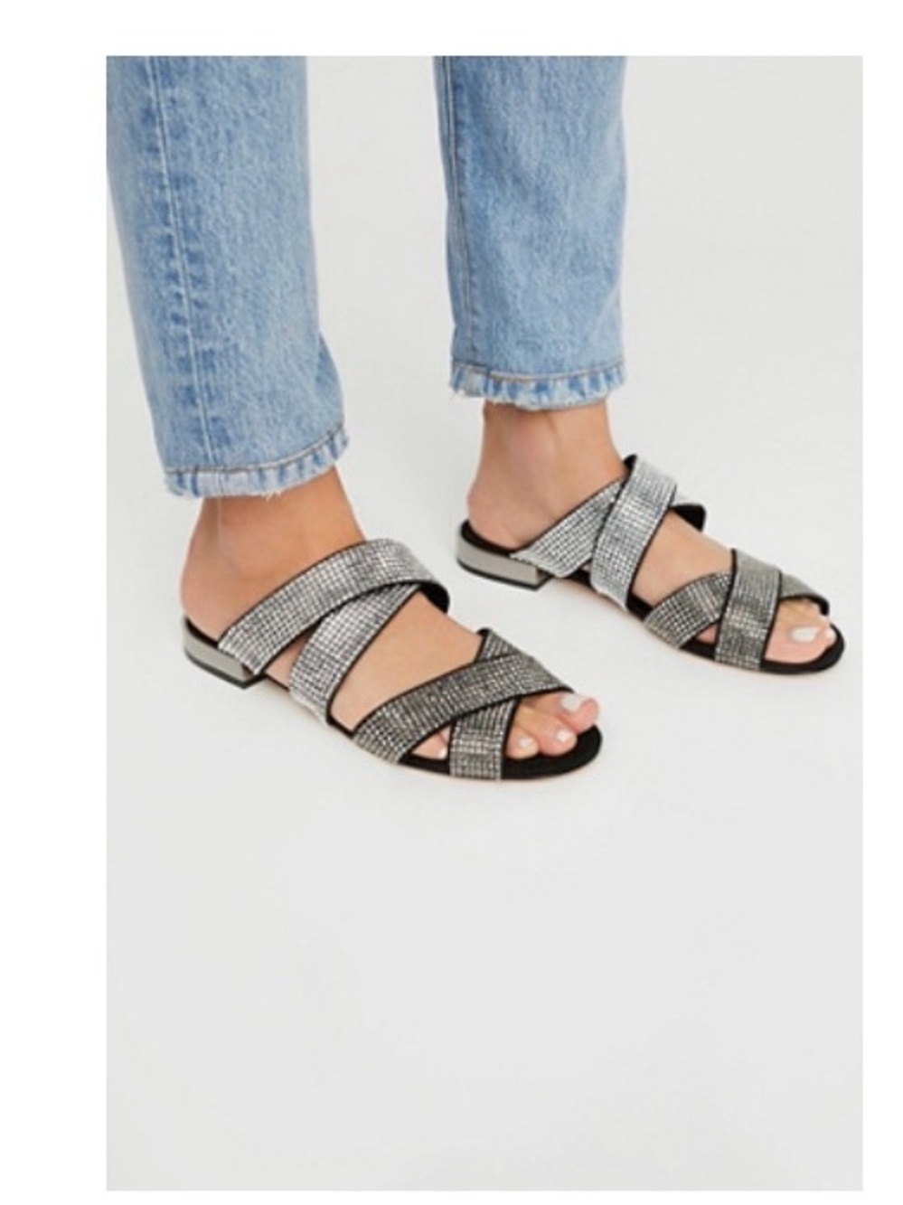 SCHUTZ Aurora Crystal Embellished Sandals - Black/Silver